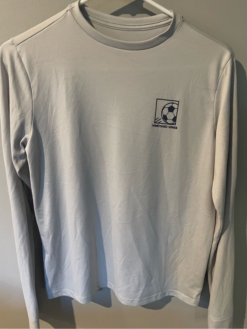 Vineyard Vines Light Gray Long-Sleeve Tee with Soccer Logo
